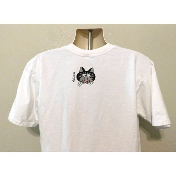 Crazy Shirts Kliban Cat Tee L White Queen Of Hearts Las Vegas Graphics Vintage - Picture 5 of 9
